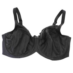Lilyette 0434 Minimizer Bra 38DD Underwire Adjustable Straps Lace Black Lace